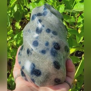 Authentic K2 (Azurite in Granite) Carved Flame from Pakistan